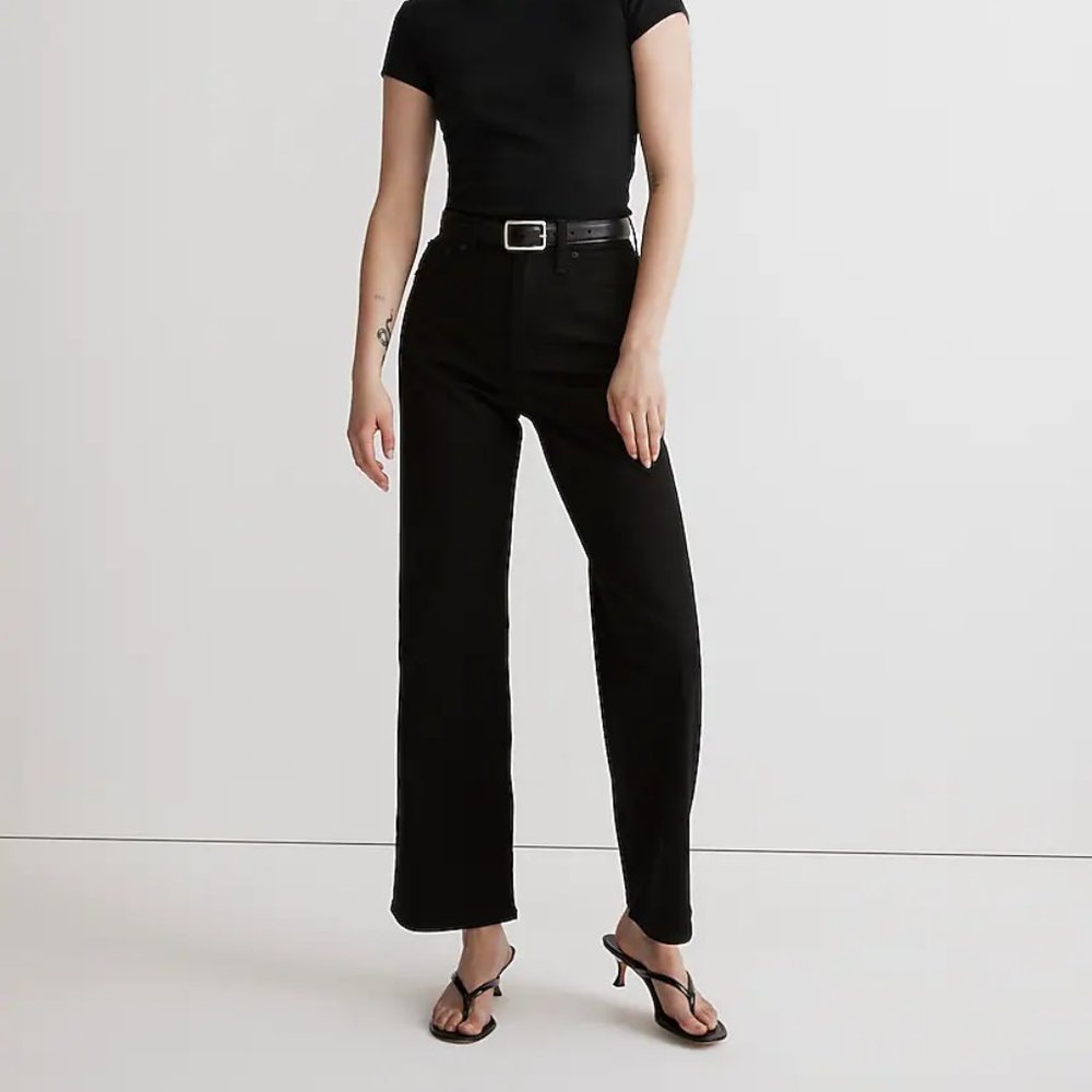 Madewell The Perfect Vintage Wide-Leg Jeans Black Size 24 NWT
